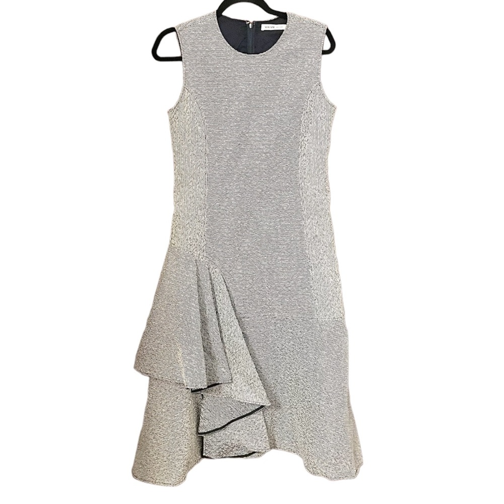 ADEAM Textured Side Ruffle Midi Dress - Picture 2 of 6